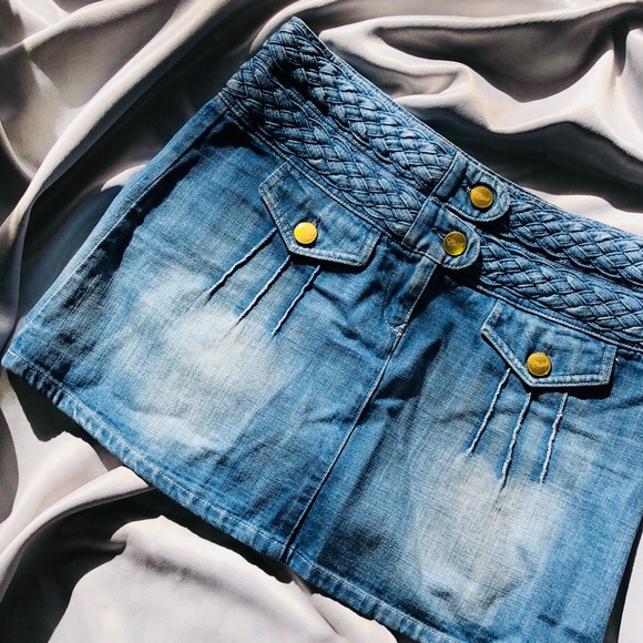 see by chloe braided denim skirt